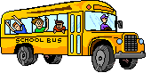 Animated school bus with children in windows